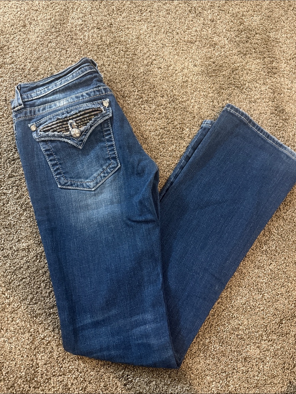 Miss Me Dark Blue Bootcut Jeans with Embellished Pocket